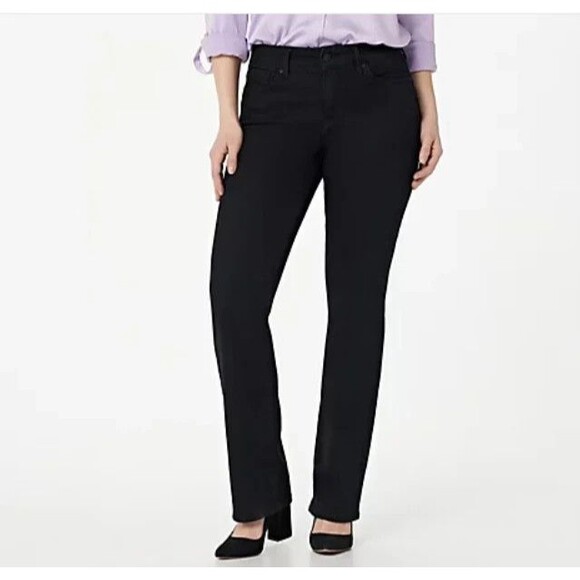 NYDJ Marilyn Straight Cool Embrace Jeans Womens 2 Petite Black Slimming NEW